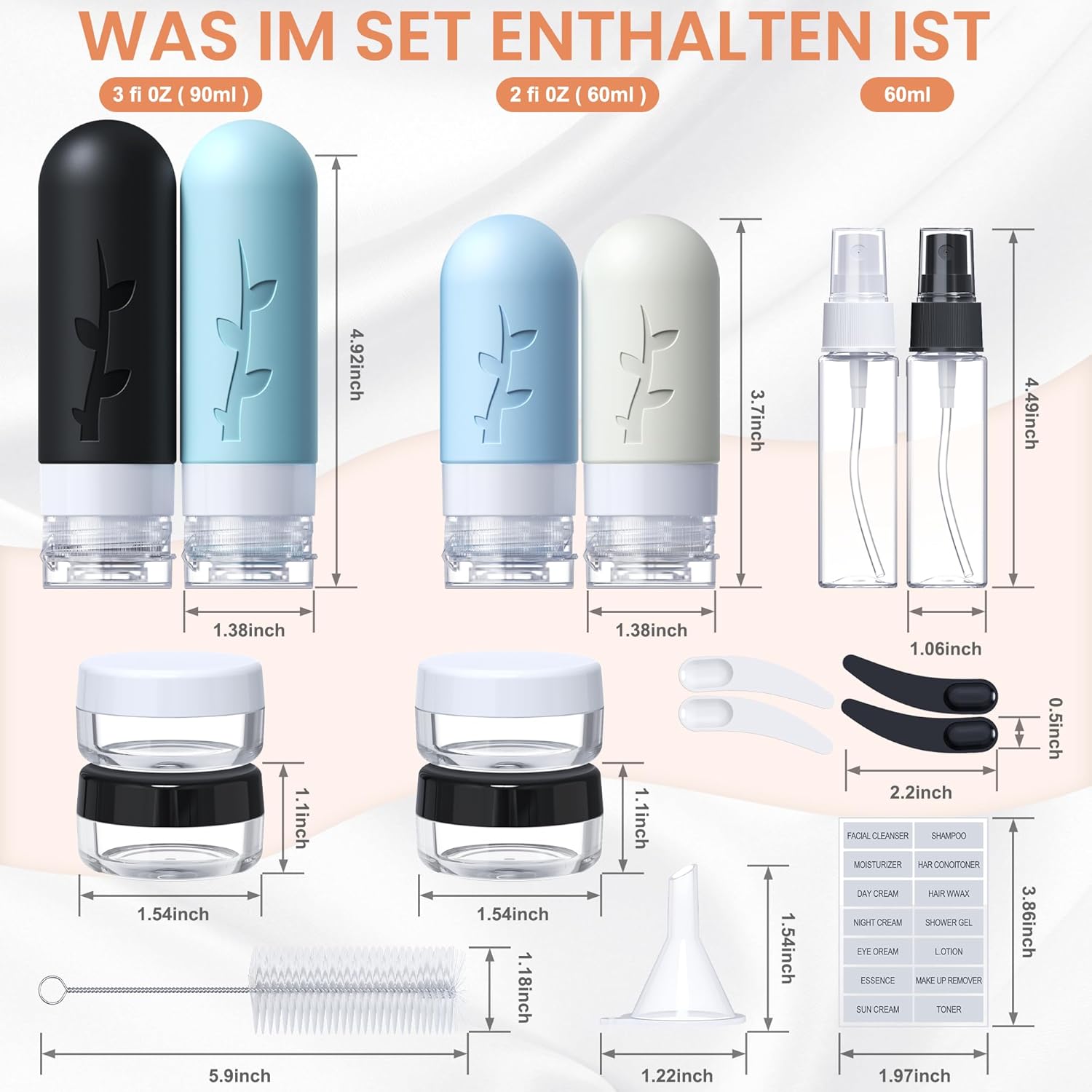 Die ultimativen Reiseflaschen: 18-teiliges Silikon-Set für worry-free Reisen!