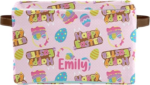 Miniatura 1 de Canastas de almacenamiento grandes personalizadas con huevo de Pascua para organizar estantes con asa, contenedores de almacenamiento decorativos