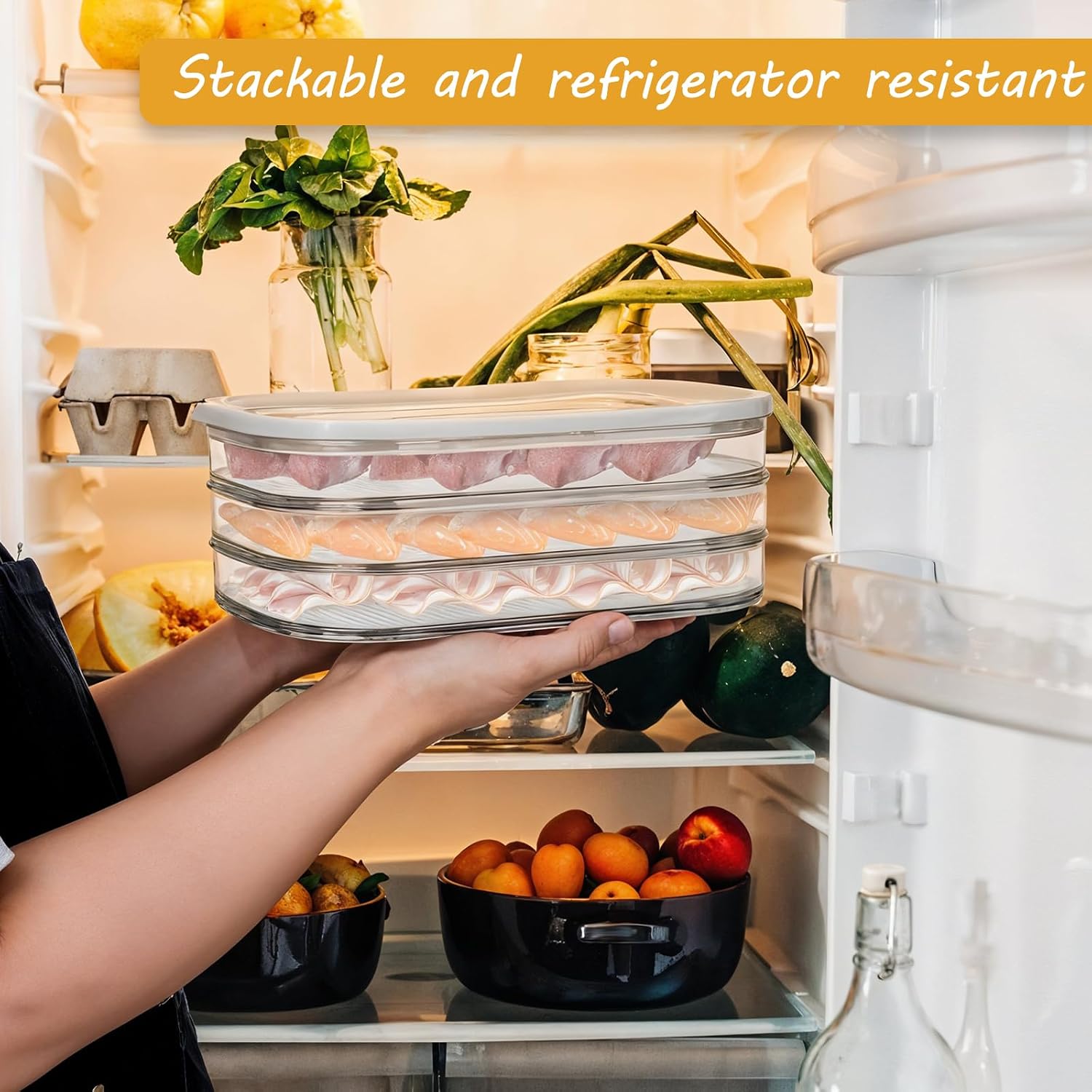 6 Pcs Deli Meat Container for Fridge Stackable Bacon Cheese Container Lunch Meat Food Storage Boxes with Lid for Cold Cuts, Cheese, Lunchmeat, Salami