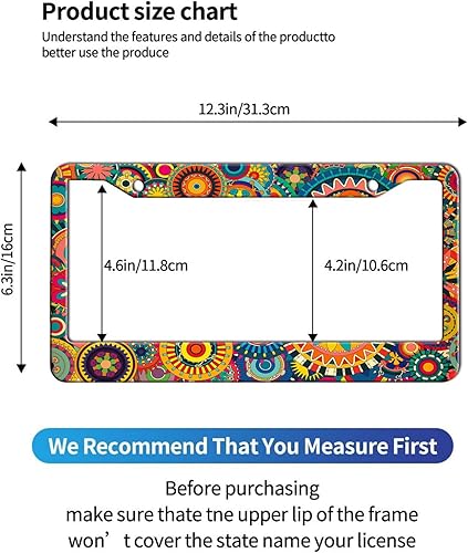 Miniatura 4 de BTFLFDR Marcos para placa de matrícula de flores hippie tropicales, diseño retro bohemio, soporte de marco de acero inoxidable, accesorios