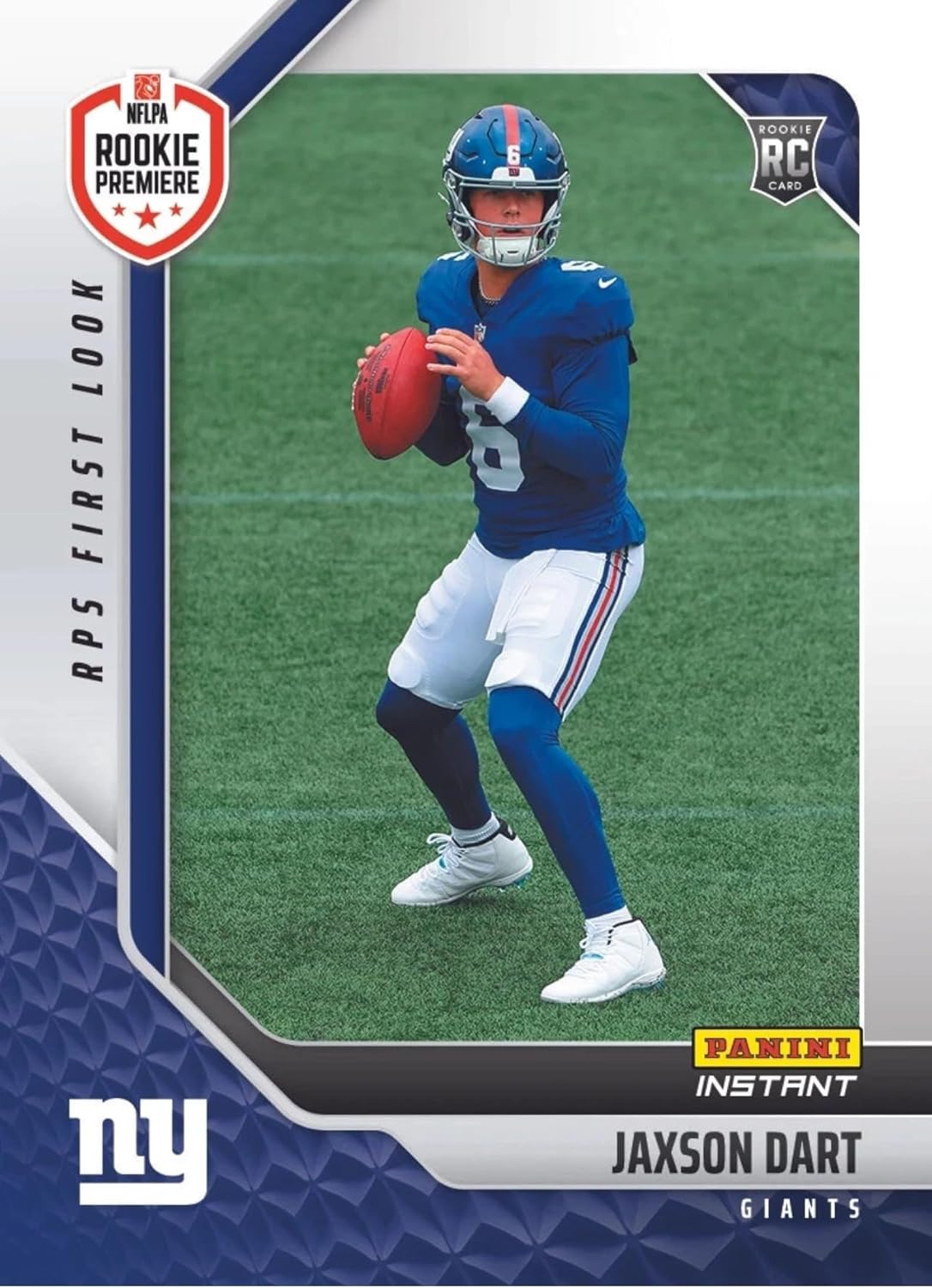 2025 Panini Instant Jaxson Dart RC #RPSFL-13 - First Look -Giants Rookie Football Trading Card- New York - Each Card Stamped 1 of 2678 on back. Shipped in Protective Screwdown Holder!
