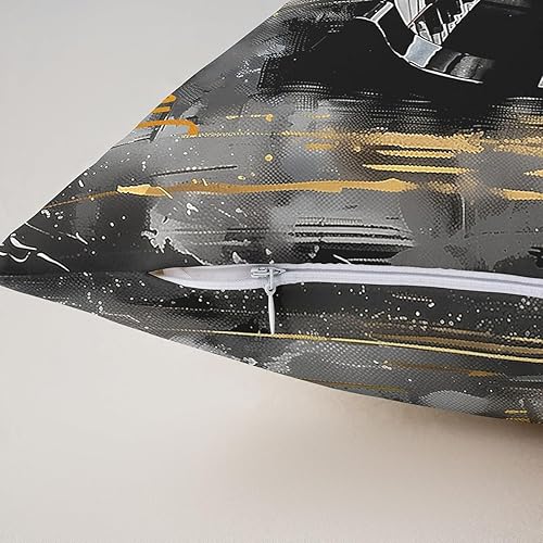 Miniatura 4 de Piano Music Throw Pillow Covers (Pack of 2,Musical Notes Cushion Covers,Kids Girls Boys Teens Retro Graffiti Grey Gold Pillow Cases Music Lover