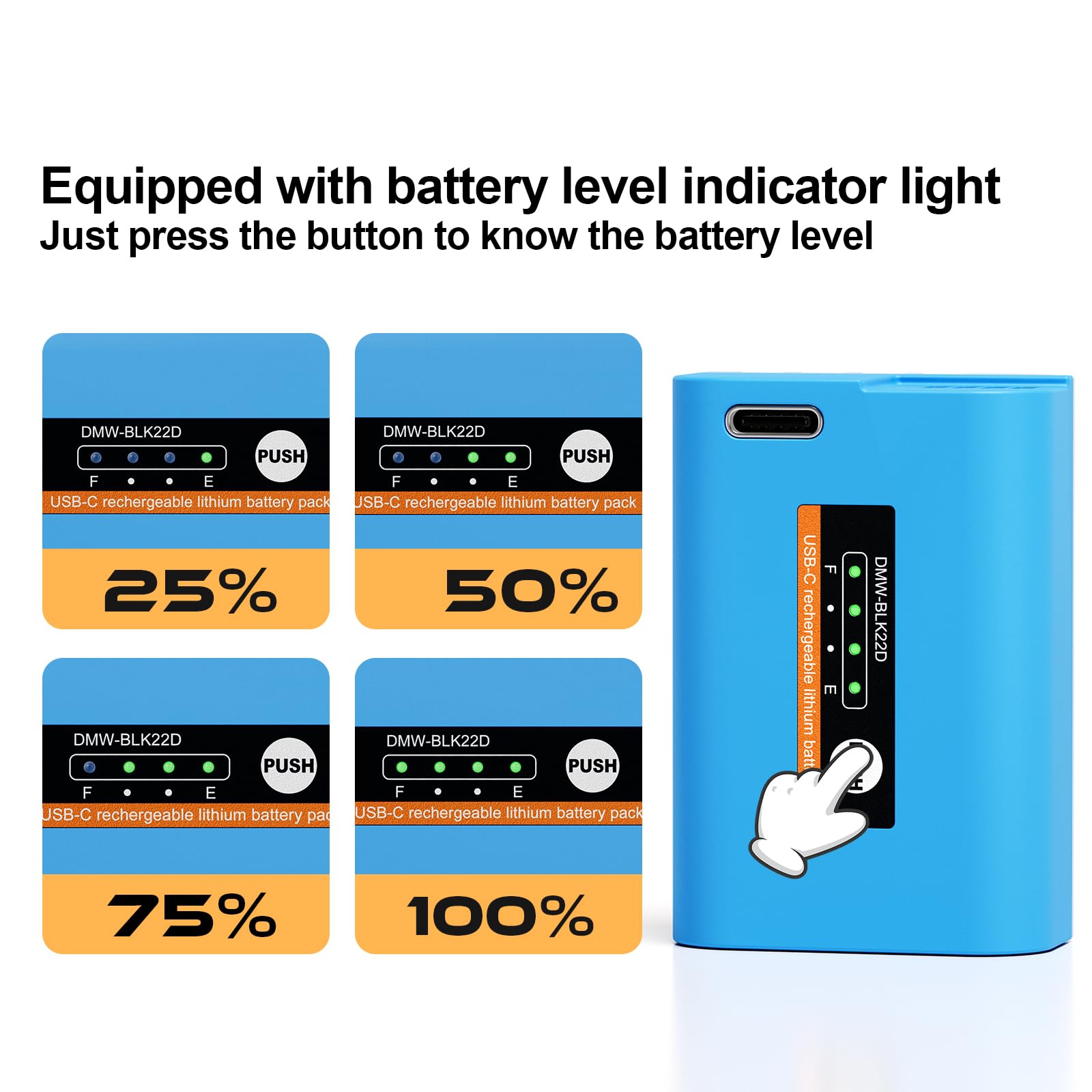 Pack De 2 Batteries DMW-BLK22 2600mAh Pour Panasonic Lumix GH5, S5, Etc. - Avec Indicateur LED Et Charge Type-C