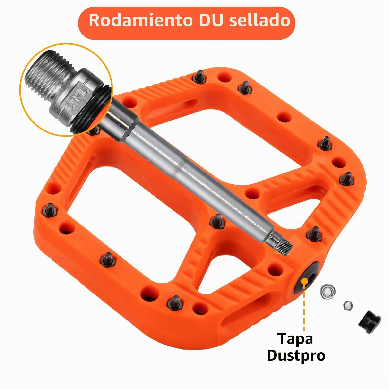 ROCKBROS Pedales Bicicleta, Pedales de Nylon para MTB BMX Bicicleta Carretera, Plataforma Grande Antideslizantes Ligeros, 9/16 Pulgadas
