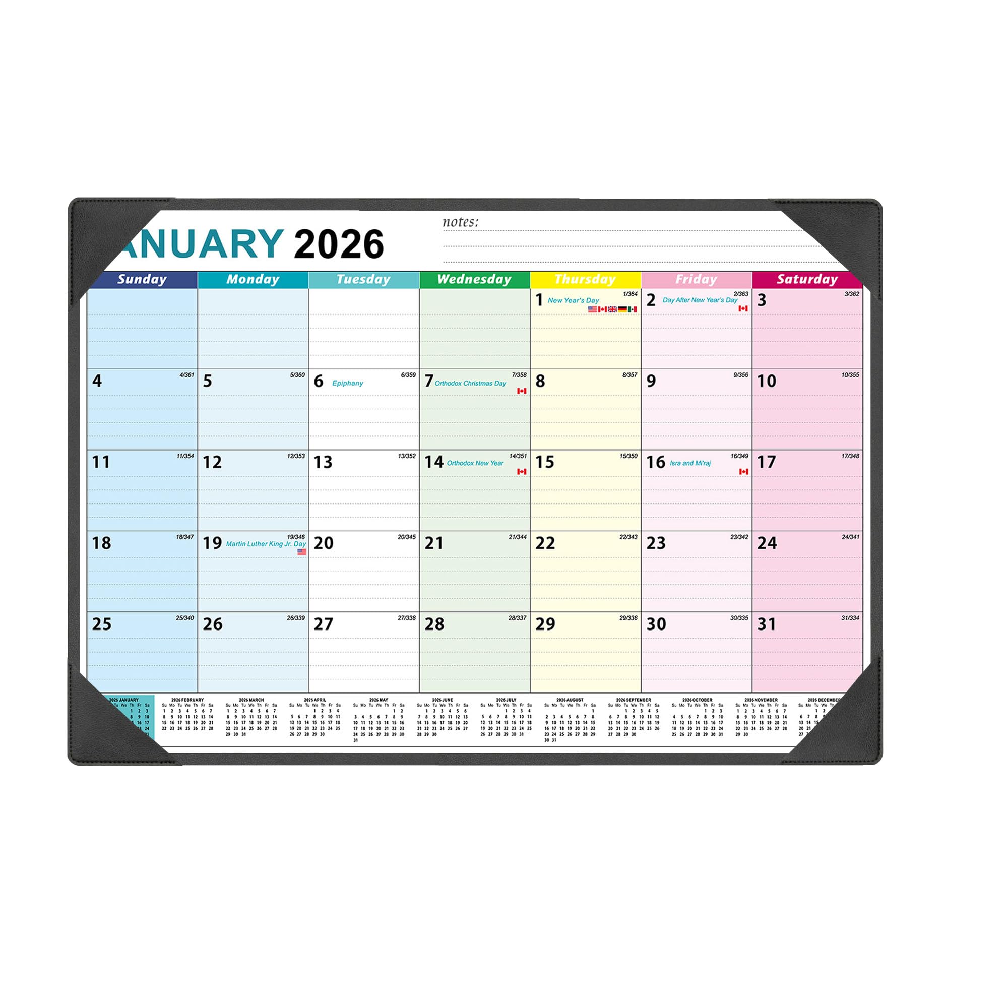 Large Desk Calendar 2026-2027 17'' X 22'' with Desktop Mat, 18 Months Desktop Calendar from JAN 2026 - JUN 2027, Blotter Calendar for Office School
