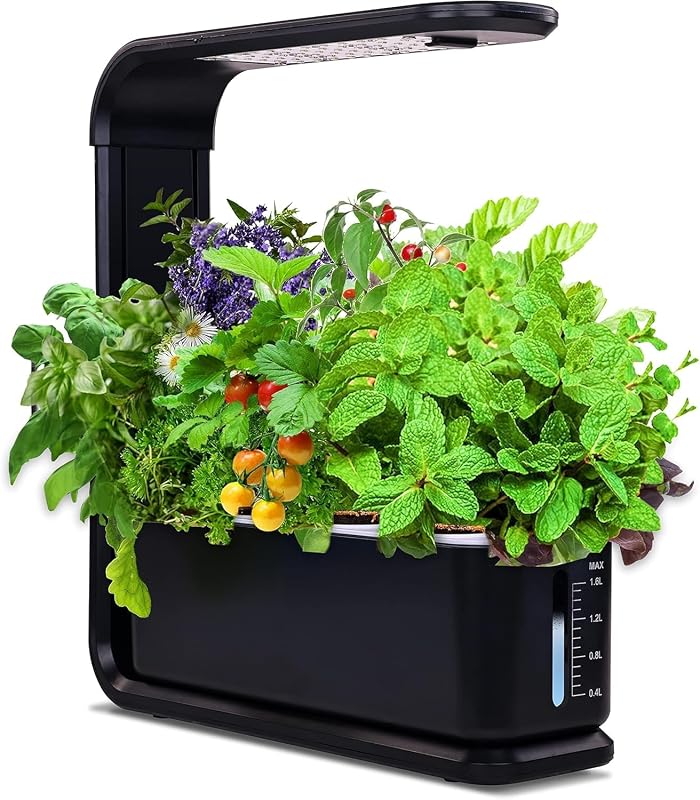 Hydroponic Growing System, 12-Pod Indoor Garden with LED Grow Light & Height-Adjustable Stand, Quiet Smart Pump Germination Kit, Fresh Harvest Hydroponic Planter for Herbs/Vegetables, Black