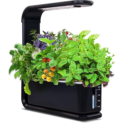 Elevon Hydroponic Growing System, 12-Pod Indoor Garden with LED Grow Light & Height-Adjustable Stand, Quiet Smart Pump Germination Kit, Fresh Harvest Hydroponic Planter for Herbs/Vegetables, Black