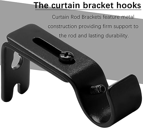 Miniatura 2 de 4 soportes para barra de cortina ajustables y resistentes, de 58 a 34 pulgadas de diámetro, soporte de pared para cortinero de alta resistencia,