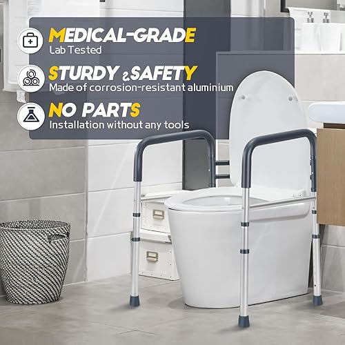 Miniatura 5 de Barras de seguridad para inodoro, asas de baño plegables y portátiles para ancianos, personas mayores, discapacitados y minusválidos, bastidor de