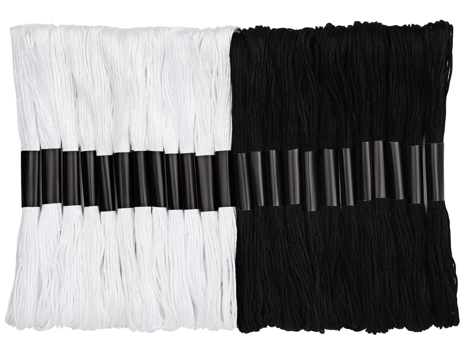 24 madejas de hilo de bordar, hilo de bordado de la serie blanco y negro, hilo de algodón para bordar, juego de hilo de hilo de hilo de algodón con bobinas de hilo de plástico para hacer joyas