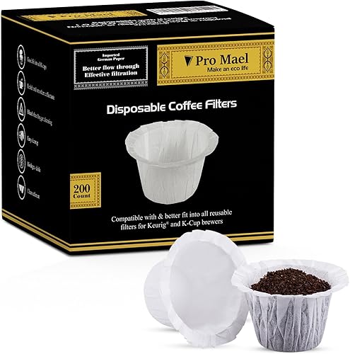Pro Mael Filtros desechables de taza K, papel de filtro de café para cafeteras Keurig de una sola porción 1.0 y 2.0, uso con cápsulas K Cup