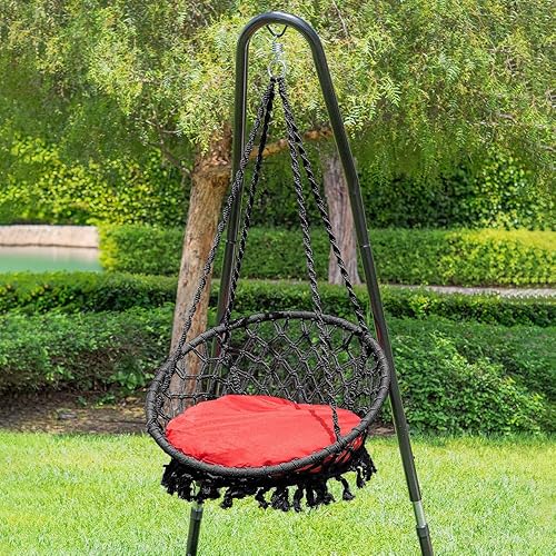 Miniatura 5 de Bahia - Hamaca de macramé, silla colgante para dormitorio, silla de columpio de cuerda bohemia para interiores, silla de columpio de macramé para