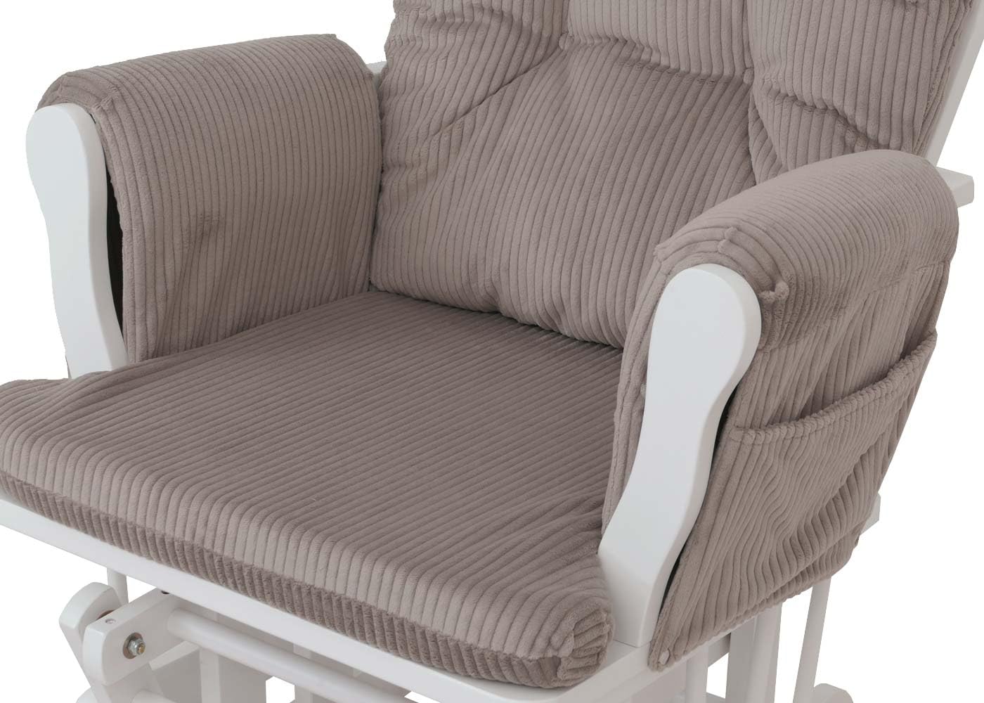 Mendler Relaxsessel HWC-C76, Schaukelstuhl Sessel Schwingstuhl mit Hocker Stoff Cord 320g/m² Öko-Tex - hellgrau Gestell weiß
