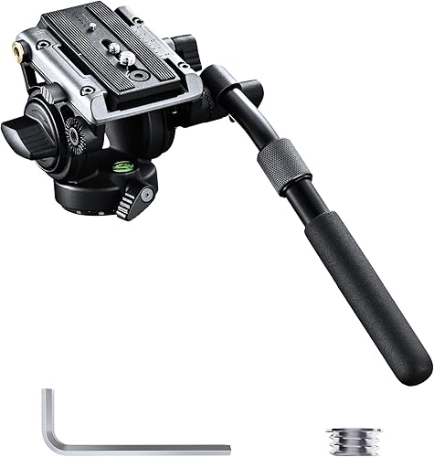 ProGearX Cabezal fluido para trípode de video, cabezal de video fluido resistente con placa de liberación rápida, puerto de expansión de 14