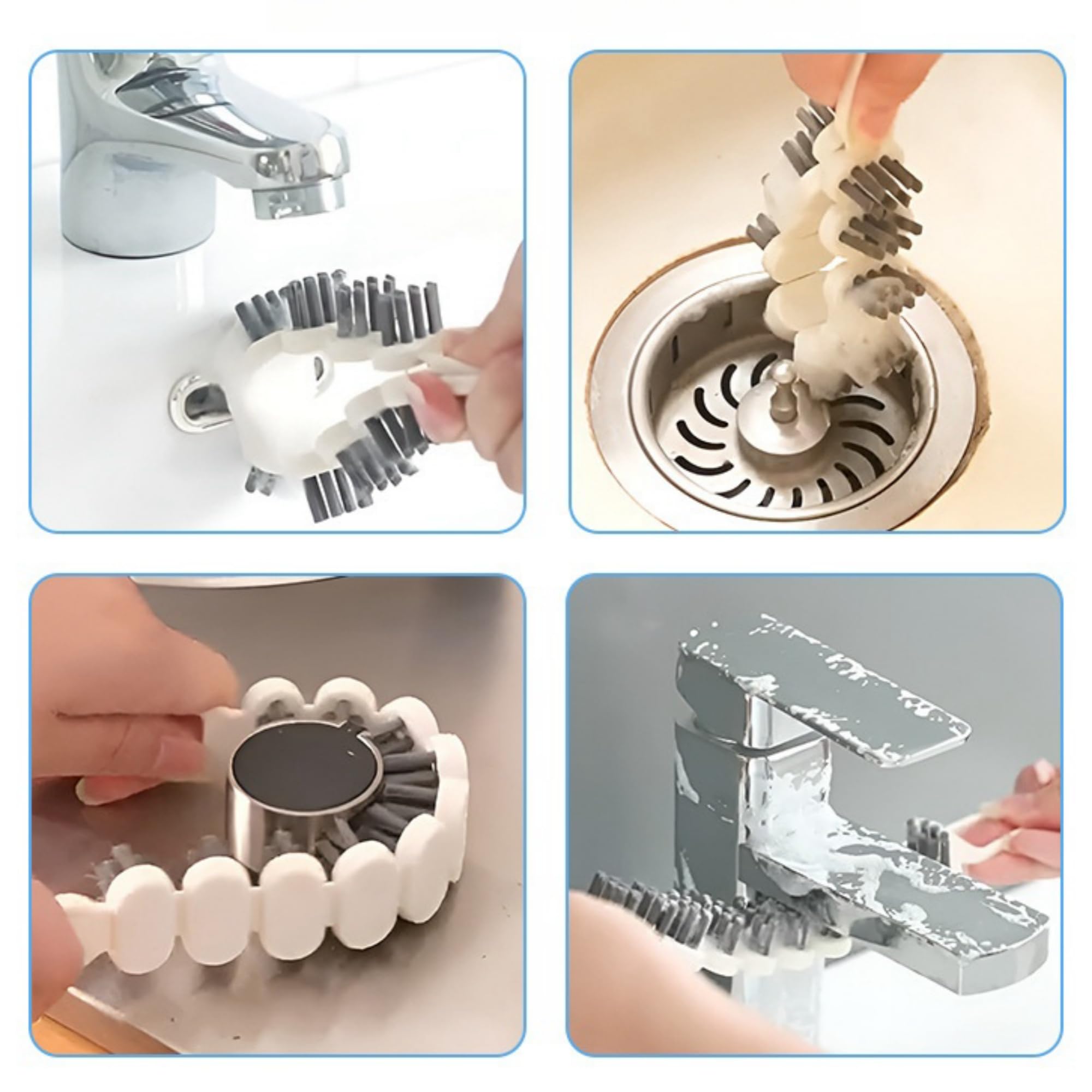 SGGRT Bendable Cleaning Brush Set – 3-Pack Hard Bristle Crevice Cleaner For Sinks, Faucets & Tight Spaces