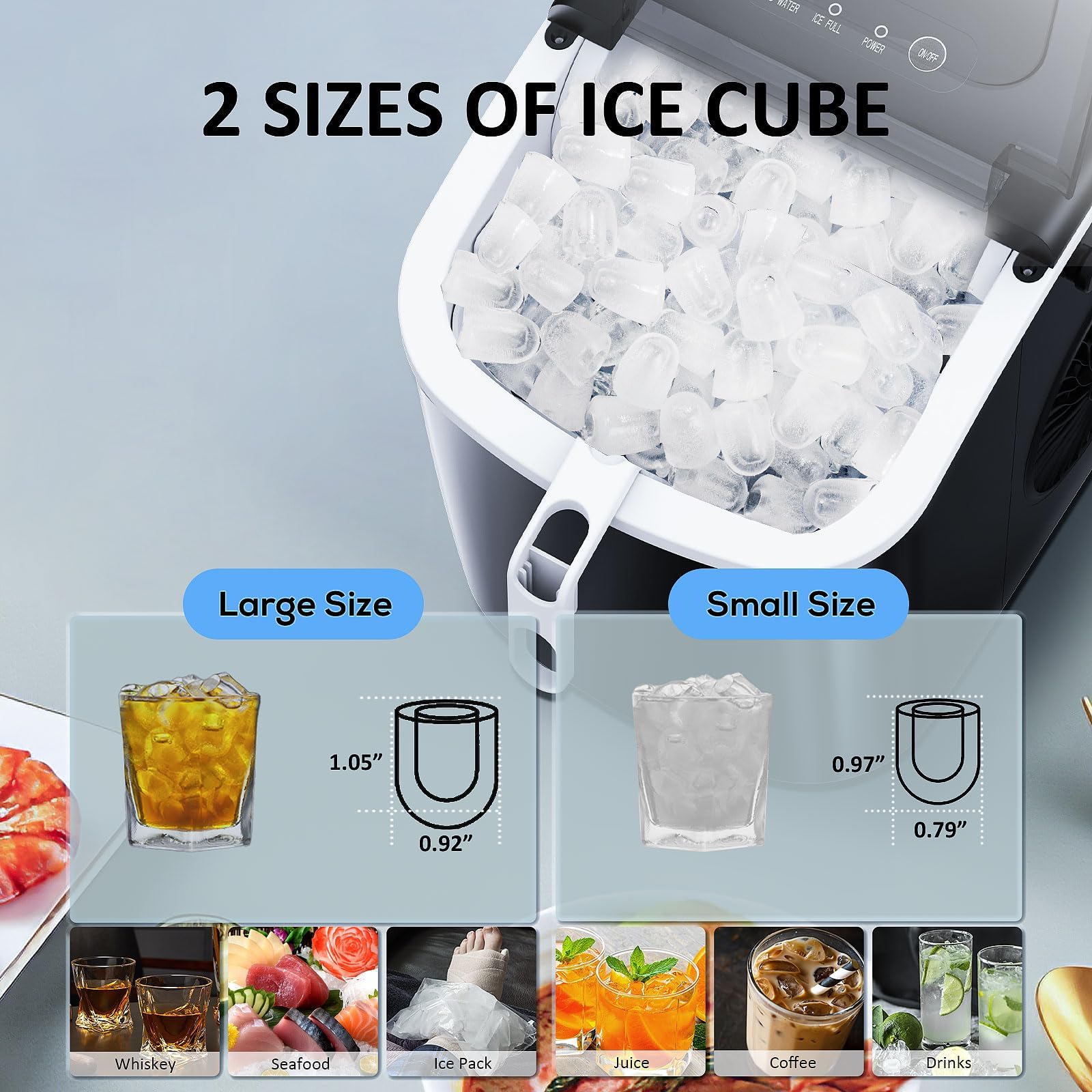 Antarctic Star Countertop Ice Maker Portable Ice Machine With Handle,Bullet Ice, Automatic-Cleaning Ice Makers, 26lbs/24h, 9 Ice Cubes Ready In 6 Mins For Home Kitchen Bar Party (Black) on Fridge.com - View 6