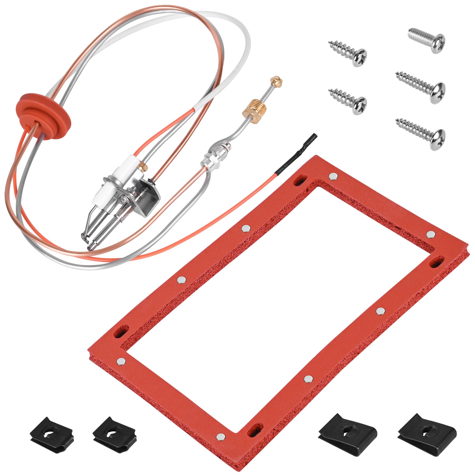 Kit de reemplazo de conjunto de piloto y encendedor SP20075 SP20305A mejorado compatible con el conjunto de piloto del calentador de agua Rheem GE Richmond, piezas del calentador de agua a gas natural, incluida la junta de la puerta del quemador