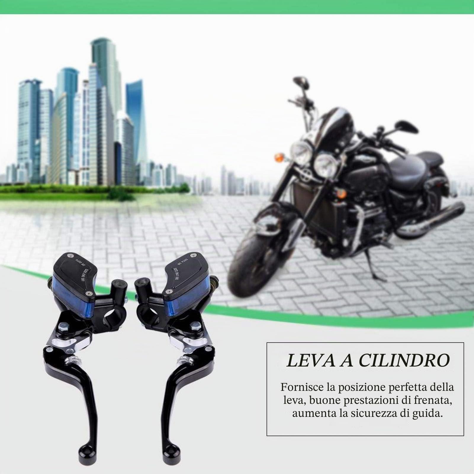 Pompa freno idraulica per moto Coppia di leva freno pompa frizione CNC 22mm regolabile per parti di ricambio(Nero),Cilindro principale e parti