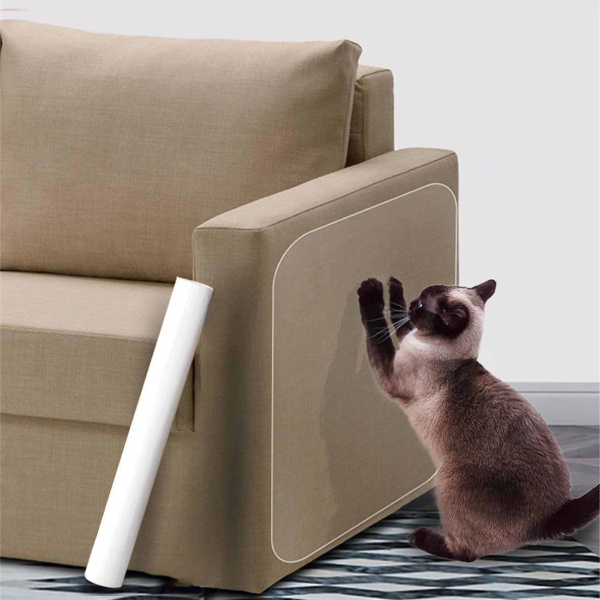 Furniture Protectors from Cats Scratching - Transparent Couch Protector for Sofa Chairs Walls and More - Anti Cat Scratch Film 30 x 300 cm - No Residue Adhesive PVC