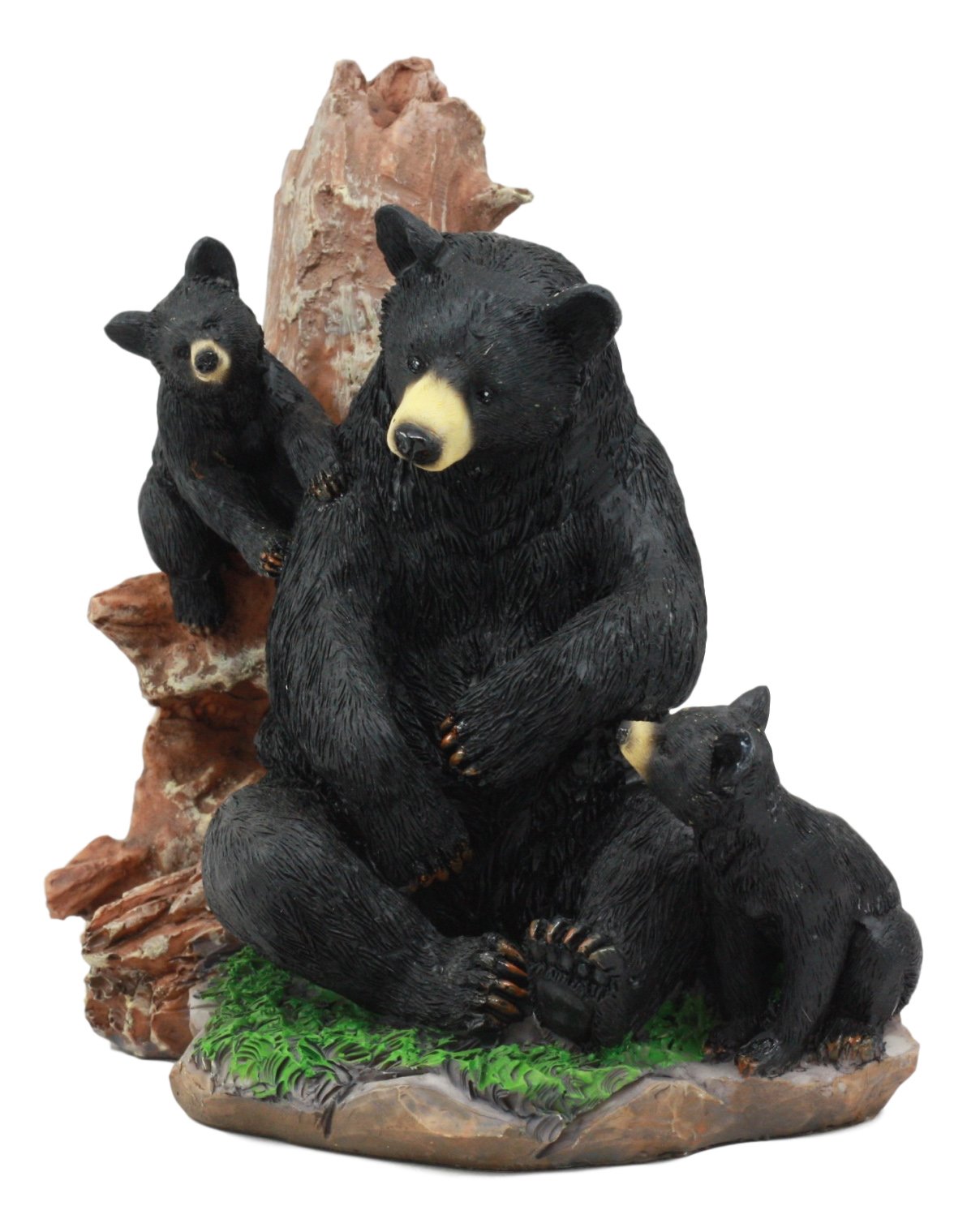 木彫り 熊 家族 wooden curved bear family Hugging Bear Family Floral Version - Personalized Wooden