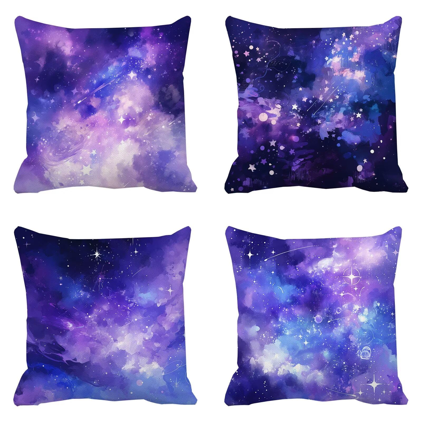 Violet Taie Oreiller 50 x 50 Lot de 4 Velours Coussin Canape Housse Coussin Le Ciel étoilé Coussins Canapé Coussins Carré Taies D'oreillers Exterieur Impermeable, pour Décoration Maison a-985