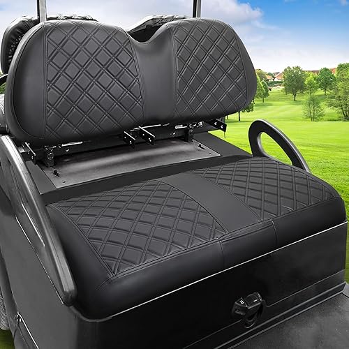 Miniatura 2 de MOSNAI Club Car Precedent - Fundas de asiento delantero y fundas de asiento trasero de carrito de golf, diseño cóncavo y convexo, cuero de vinilo