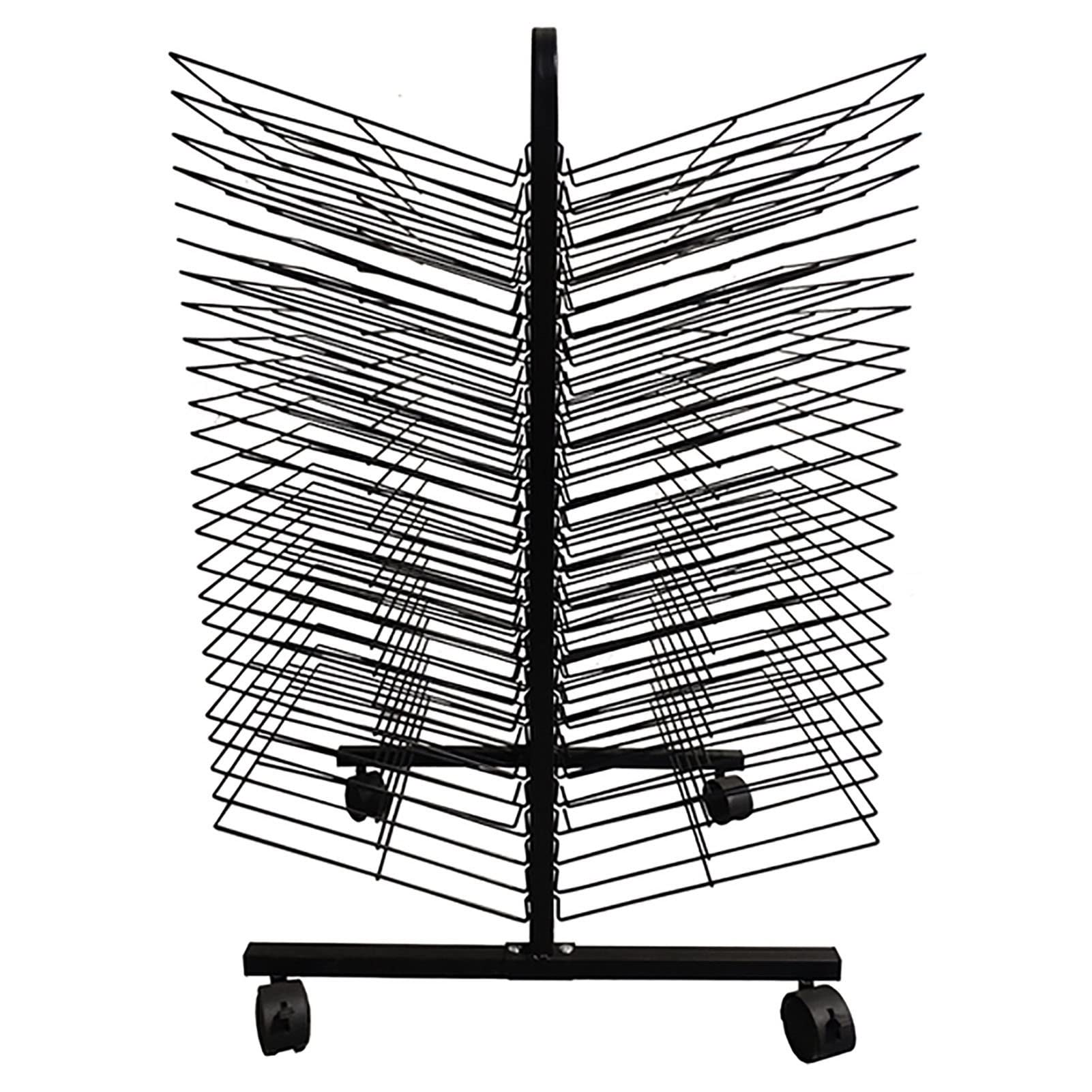 JYHHGDS Children's Painting Drying Rack Mobile Art Drying Rack for Classroom, Metal Steel Double Sided Wire Drying Rack with 50 Shelves, 17.7 X 26 X 32.3 Inches, Black