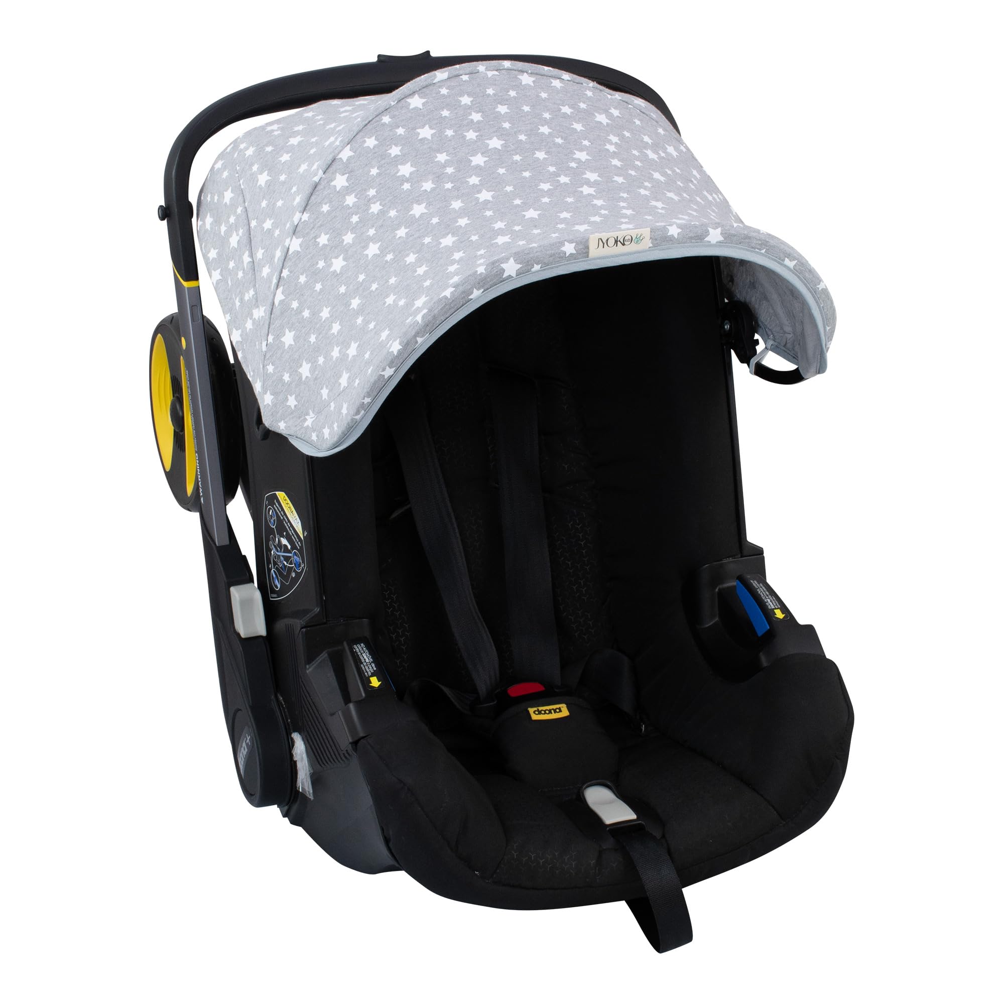 JYOKO Kids Funda para Silla de Auto Y Cochecito Compatible con Doona en Algodón 100% (White Star, Capota)