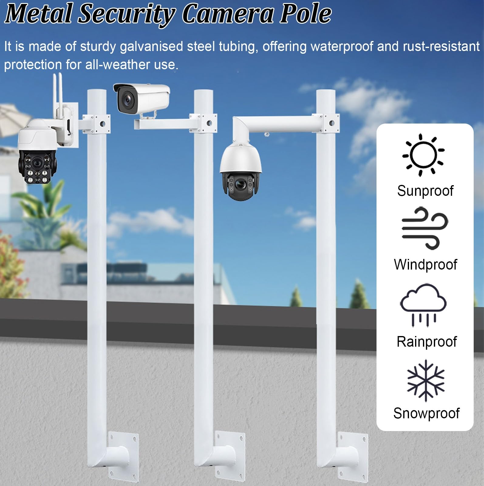 Supporto a parete per telecamera di sicurezza con altezza regolabile e bracci trasversali staccabili per un ampio monitoraggio