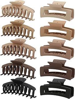 10 Pack Hair Claw Clips, Neutral Hair Clips for Women, 4.1" Big Claw Clips, Large Rectangle Claw Hair Clips, Matte Hair Claws Hair Styling Accessories for Thick Hair