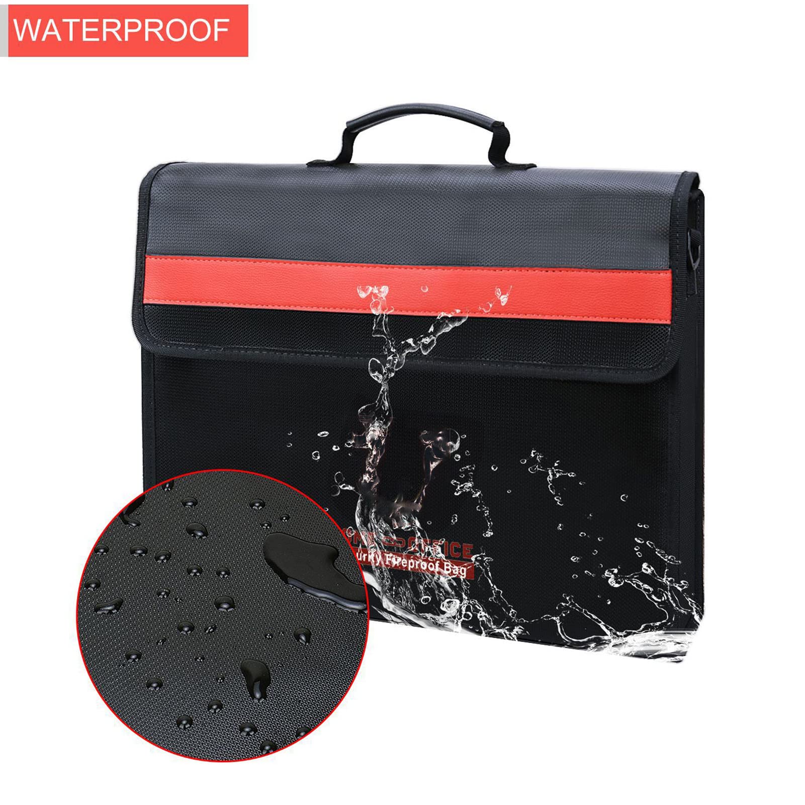 Borsa Sicurezza ignifuga SustVita con striscia riflettente per la sicurezza notturna, borsa portadocumenti ignifuga portatile per documenti e oggetti di valore, 15,3 x 11 x 3,7