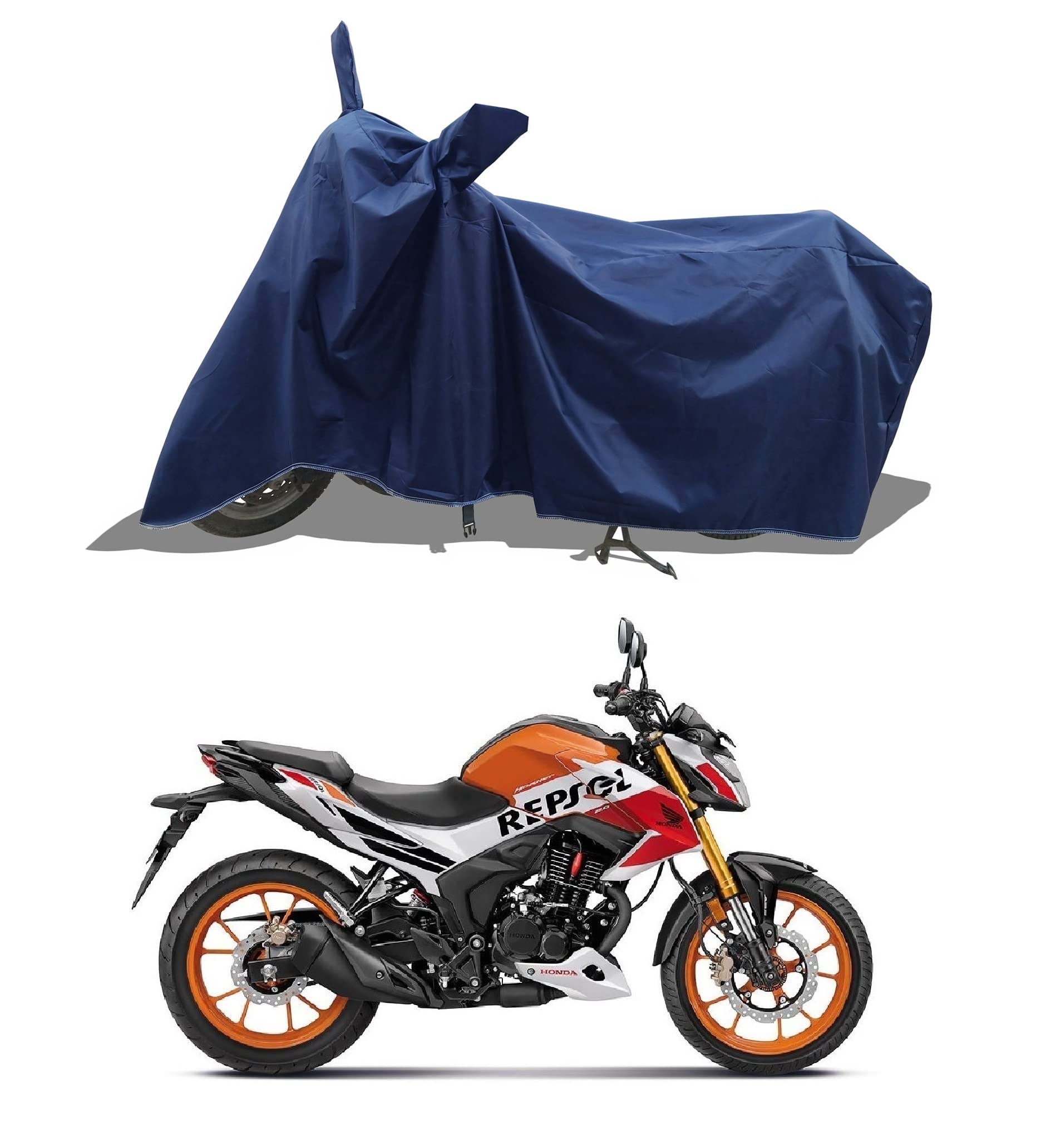 ROMEIZ - Two Wheeler - Scooty - Bike Cover for Honda Hornet 2.0 Repsol Edition Cover with Water-Resistant and Dust Proof Premium 190T Fabric_Entire Navy