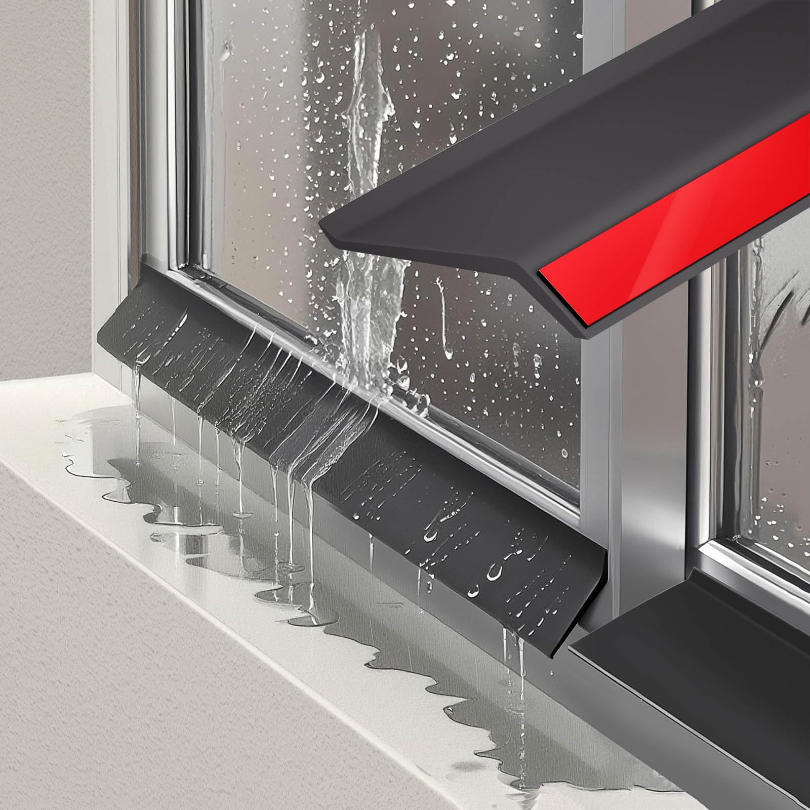 Sigillante in gomma nera impermeabile per finestre e porte, barriera antipioggia esterna, prevenzione perdite per auto e camper, 5,5 cm x 2,5 m, soluzione adesiva resistente alle intemperie