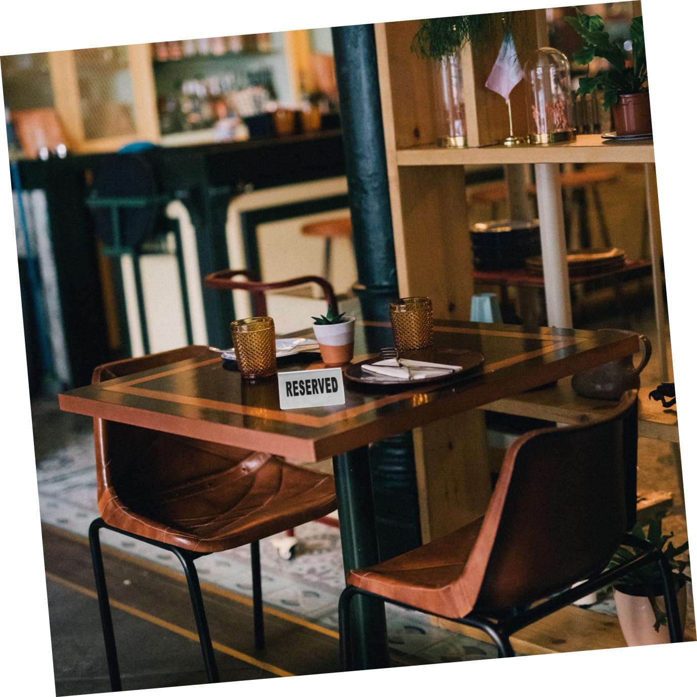 4 Piezas Carteles Metálicos de Acero Inoxidable para Reserva de Mesa de Señalización Doble Cara para Eventos Bodas y Restaurantes Plateado Elegante
