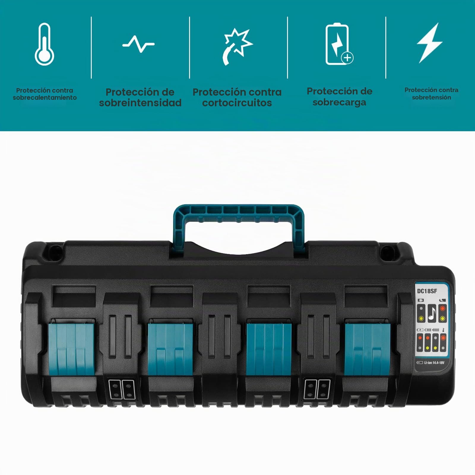LabTEC Cargador de batería de 14,4 V-18 V para Makita DC18SF, cargador rápido de iones de litio LXT para BL1430, BL1450, BL1440, BL1860, BL1850, BL1840, BL1830, BL1815, recambio para DC18RC,DC18RD