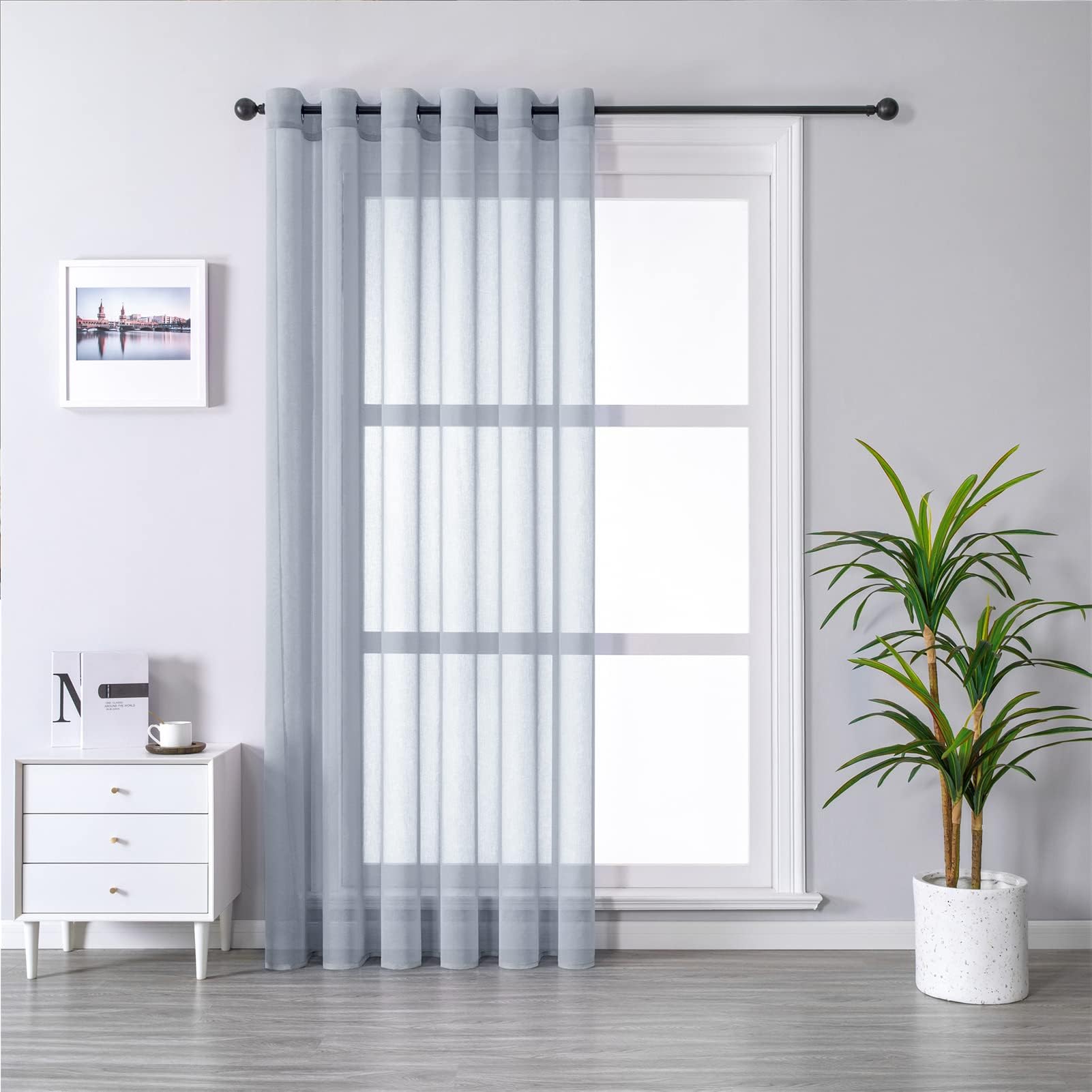 MRTREES Cortina para Ventana Dormitorio Translúcidas Visillos Paneles para Ventanas Sala para Niños Sala Comedor 2 Piezas 140×245cm Blanco — view 53