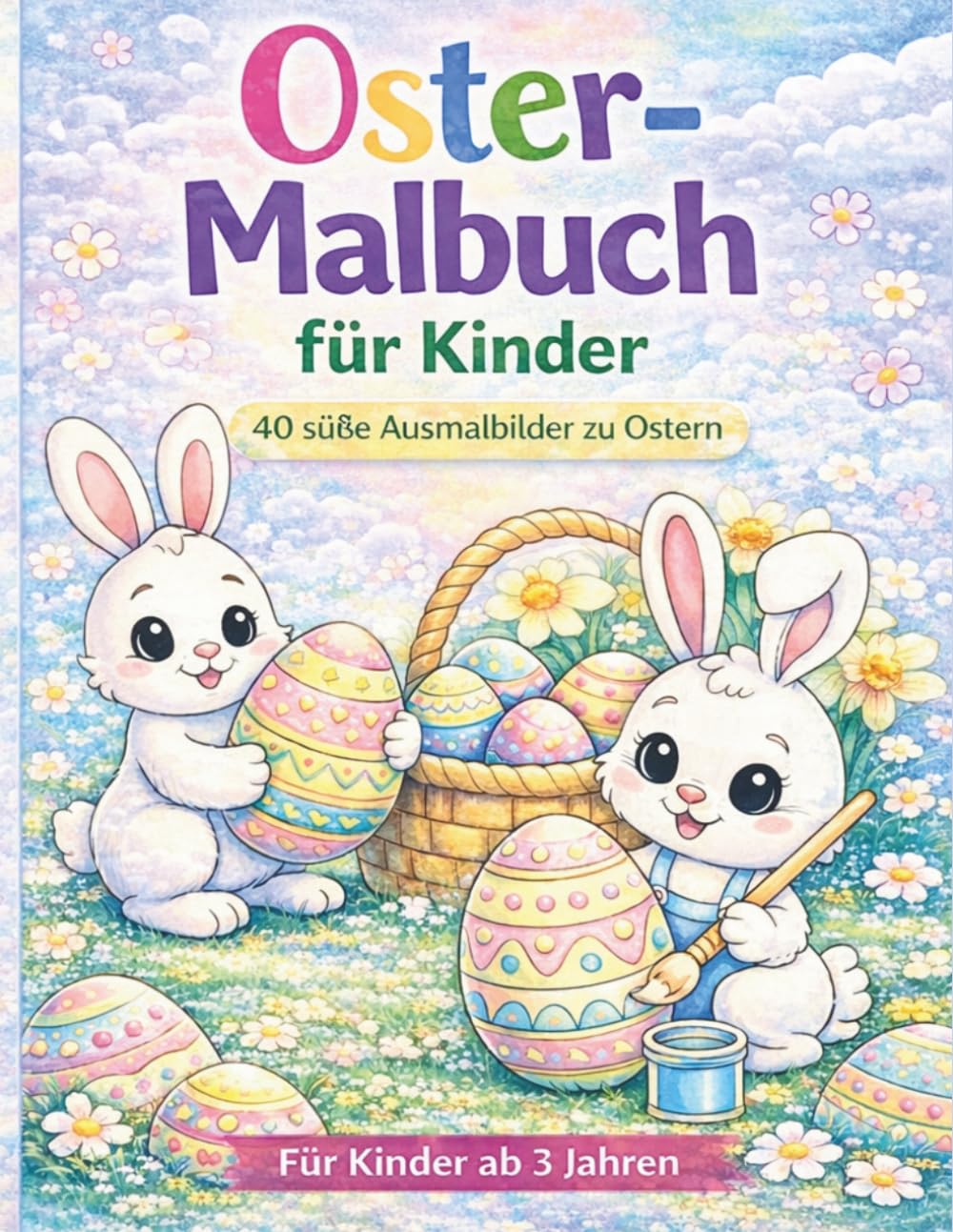 Oster-Malbuch für Kinder: 40 süße Ausmalbilder zu Ostern – Osterhasen, Ostereier, Küken und Osterkörbchen