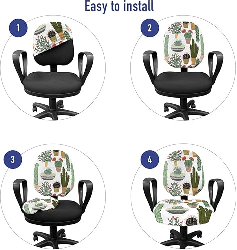 Miniatura 4 de Ambesonne - Funda para silla de oficina con estampado de cactus y suculentas en macetas, jardín mexicano botánico floral, elástica, decorativa,