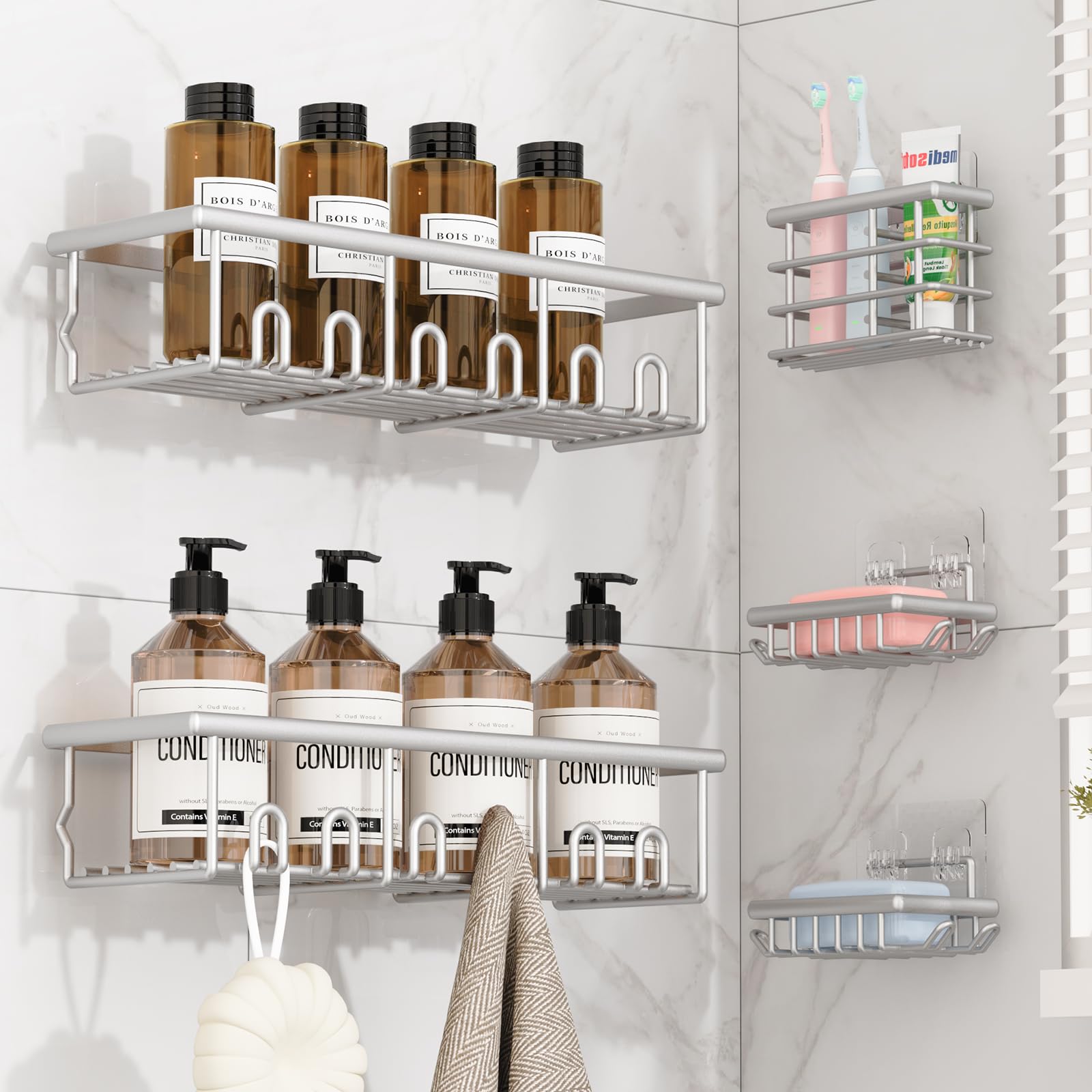 Adhesive Bathroom Holders - 5 Pack, No Drilling! -12 Adhesive Bathroom Holders - 5 Pack, No Drilling! -12