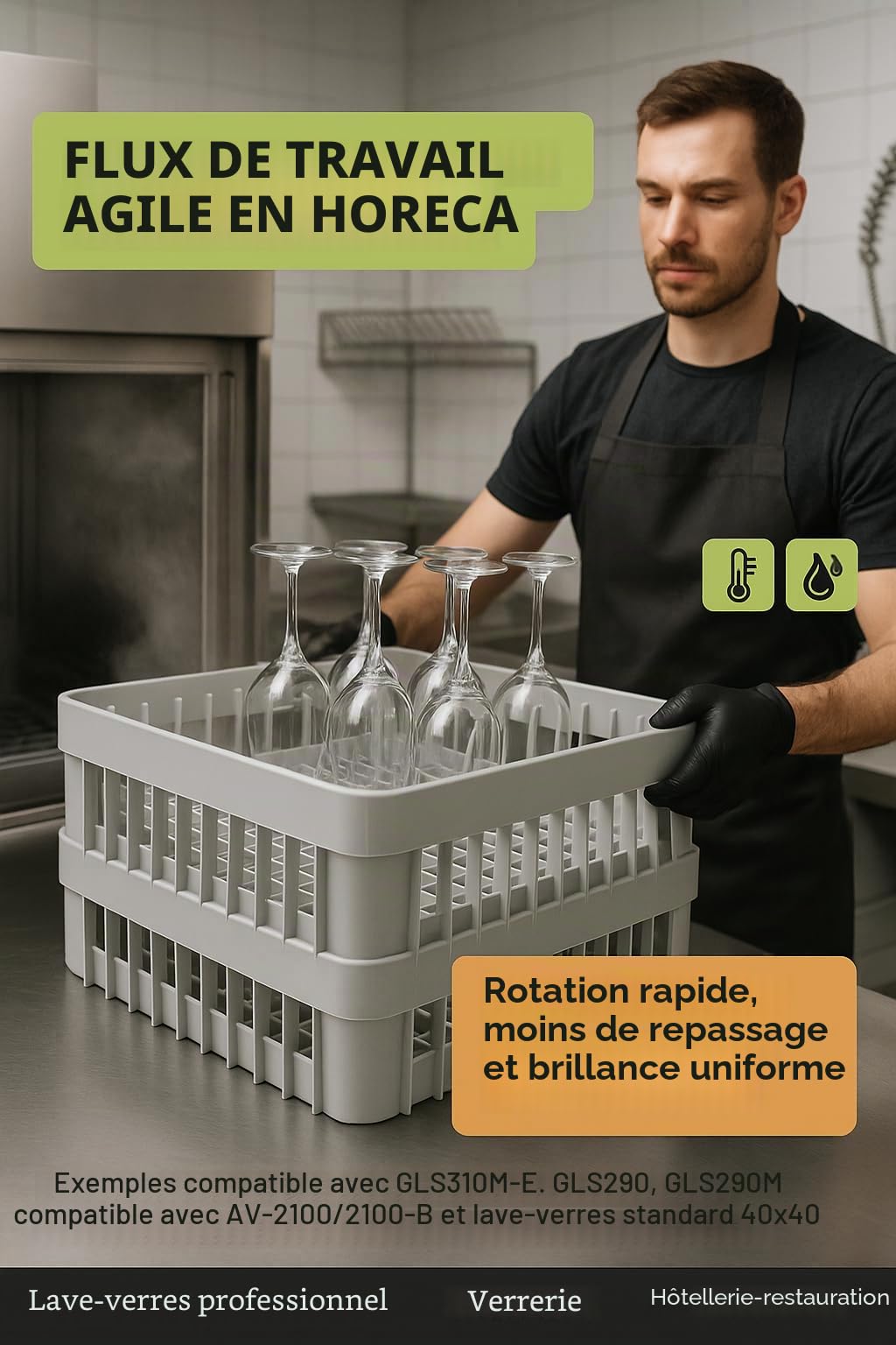 CubetasGastronorm - Casier de lavage pour verres (40 X 40 cm) CLV-40-6345337