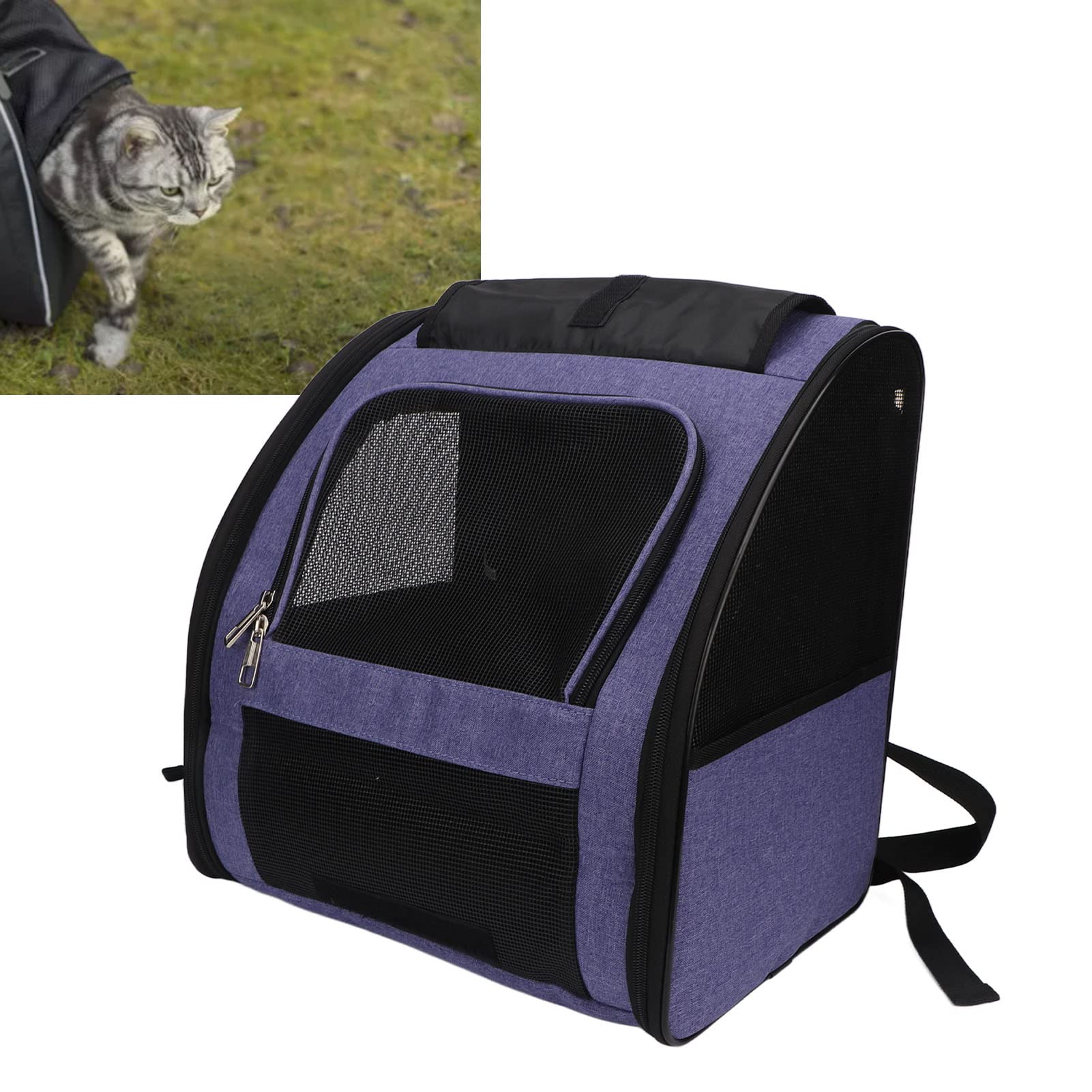 Tragbarer Rucksack für Katzen, große Kapazität, atmungsaktiv, für Reisen, Wandern, Outdoor, für Welpen, Hunde, Katzen (bis 10 kg, Violett)