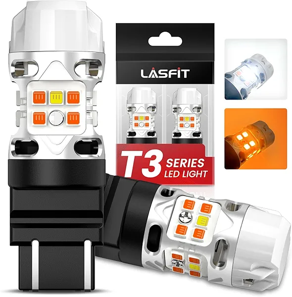 LASFIT 4257 4257NA LED Bulb Switchback Built In Resistor Front Turn Signal Light for Ford Maverick Accessories XL XLT Ford F-250/F-350/F-450 Super Duty CANBUS White Amber Parking Light (2pcs)
