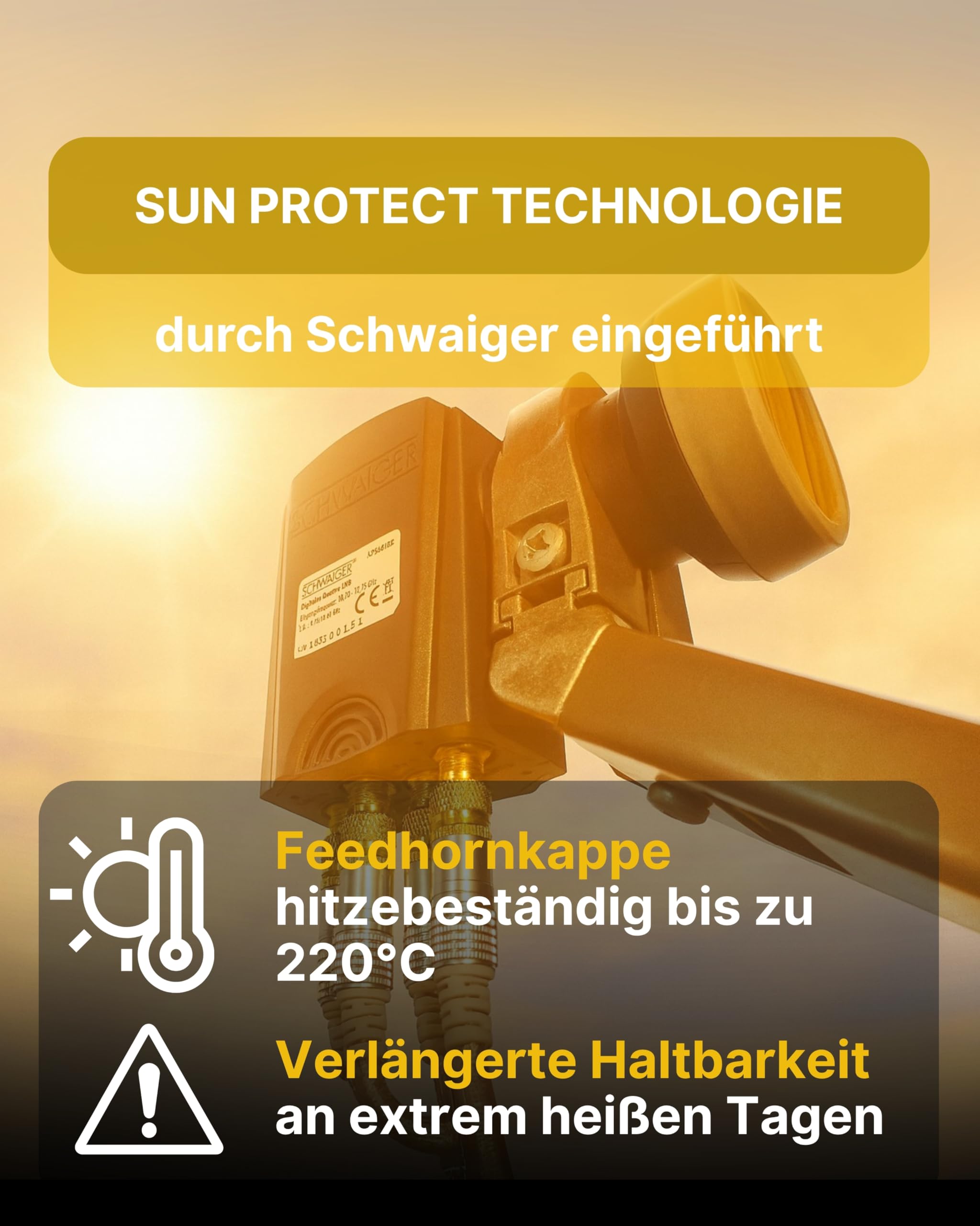 SCHWAIGER Quad LNB digital Sun Protect I Low Noise Blockconverter für 4 Teilnehmer I extrem wetterfest & geeignet für Multifeedanlagen I SAT-Zubehör für störungsfreien Empfang I anthrazit