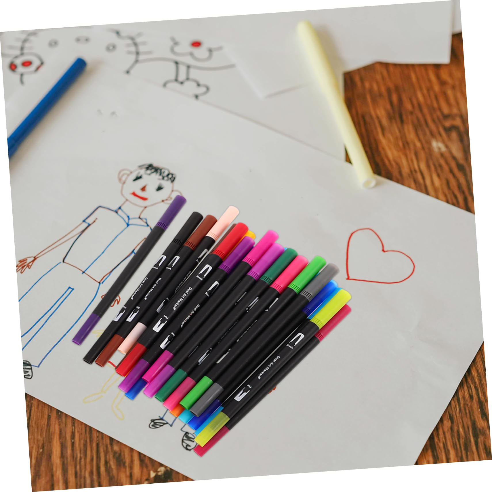 24stücke Pinselmarker Mit Doppelspitze Farben Wassermarker Für Malen Zeichnen Aquarell-illustrationsstift Mit Feiner Spitze Zum Konturieren Und Ausmalen