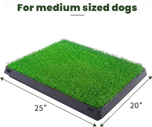 Miniatura 6 de COZIWOW Almohadilla de hierba para perros con bandeja, 25 x 20 pulgadas, para entrenamiento de cachorros, almohadilla portátil para orina de perro