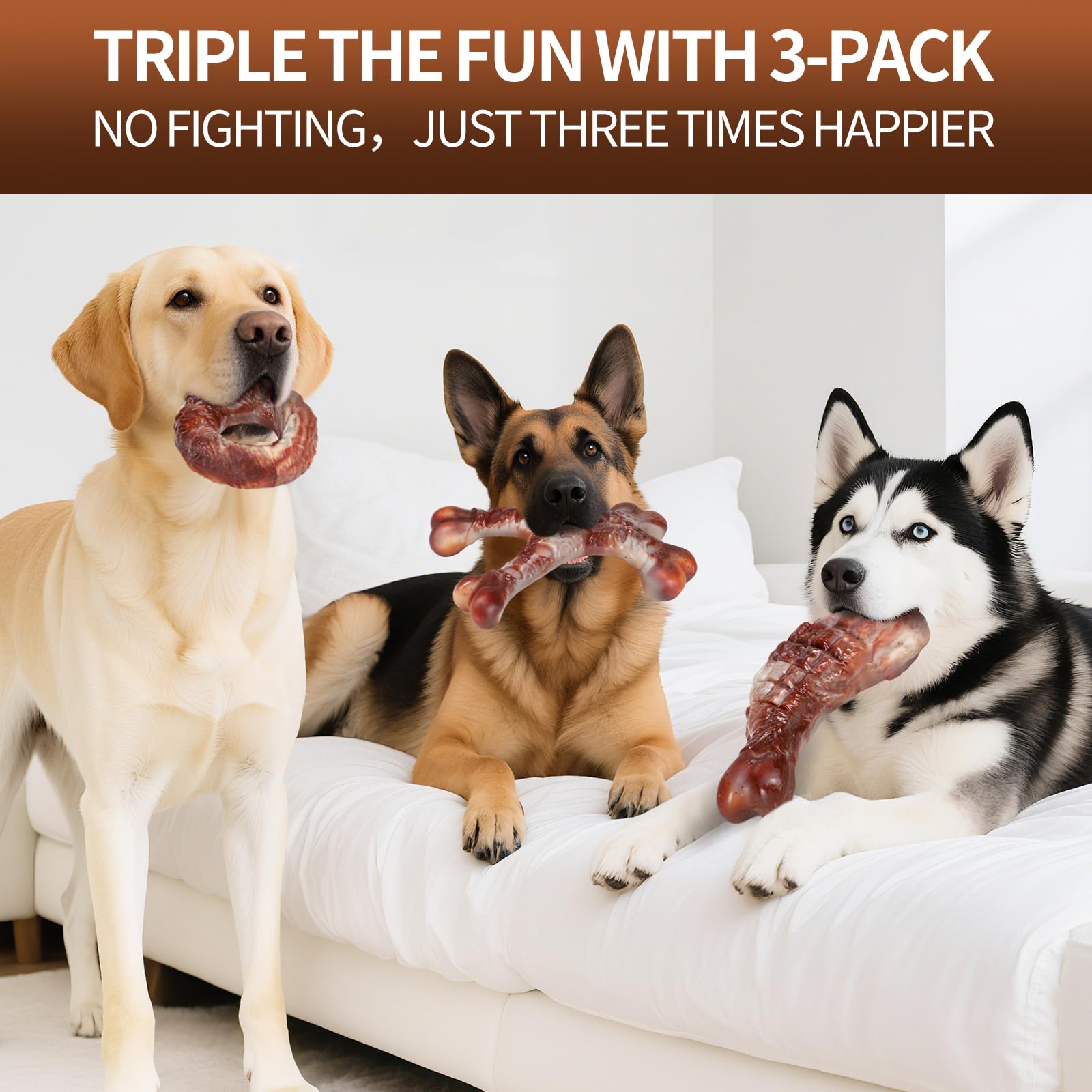 Mapneng 3 Pack Indestructible Dog Toys for Aggressive Chewers - Image 2