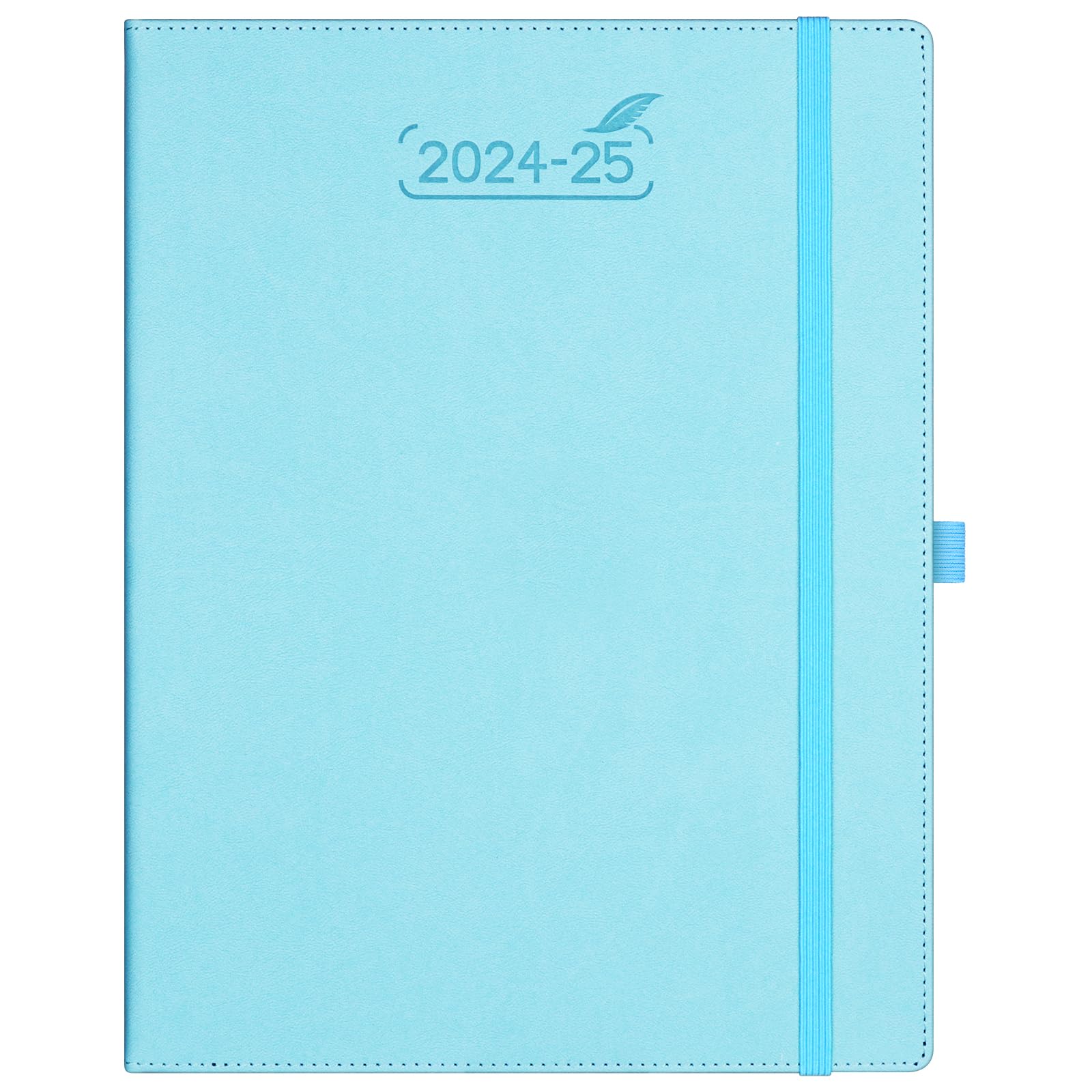 BEZEND Agenda 2024 2025 Semana Vista Vertical A4 Cuero PU [Azul cielo] 18 Meses Agenda Escolar | Semanal de Julio 24 a Diciembre 25 | Planificador Mensual con Tapa Dura