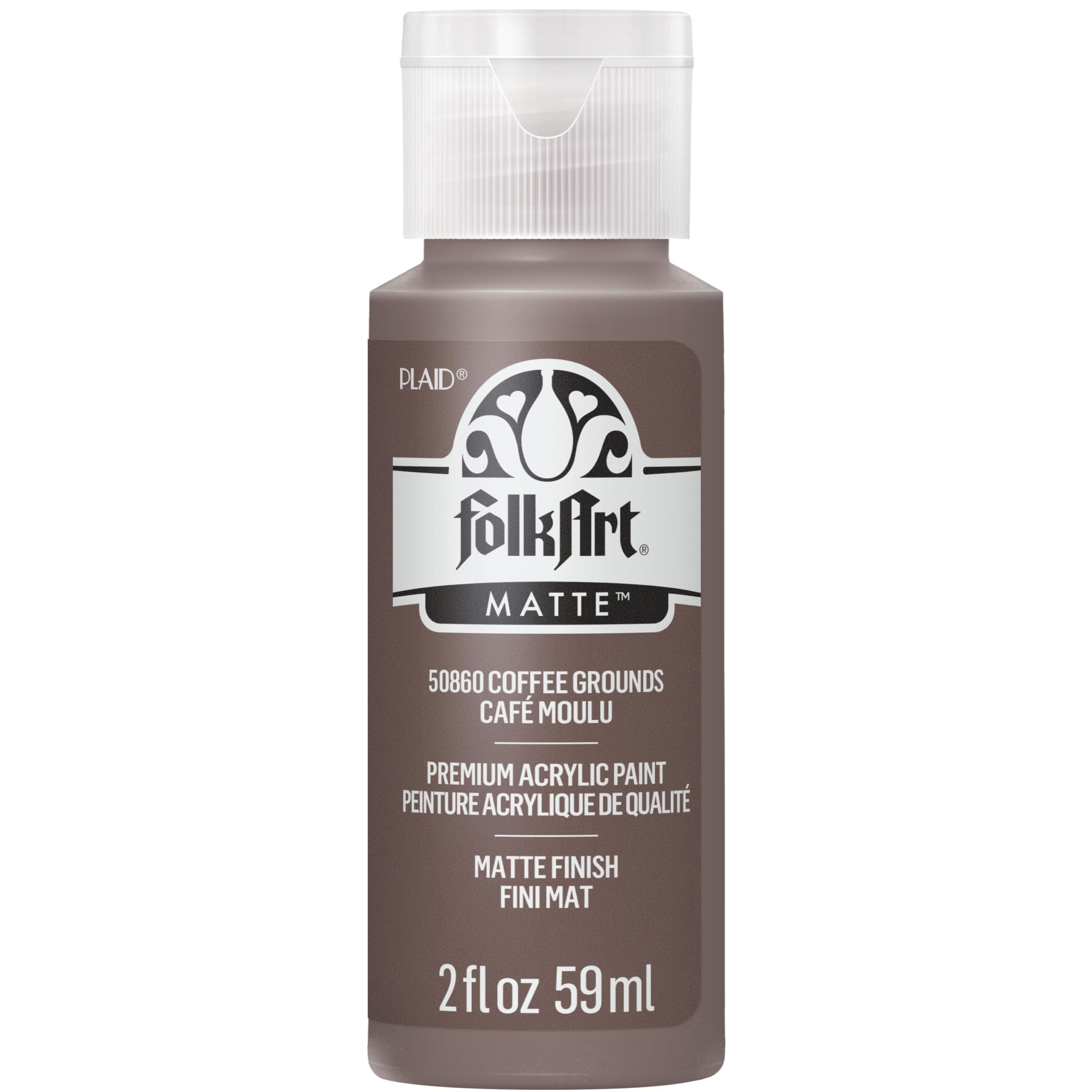 FolkArt Acrylic Craft Paint, Coffee Grounds 2 fl oz Premium Matte Finish Paint, Perfect For Easy To Apply DIY Arts And Crafts, 50860