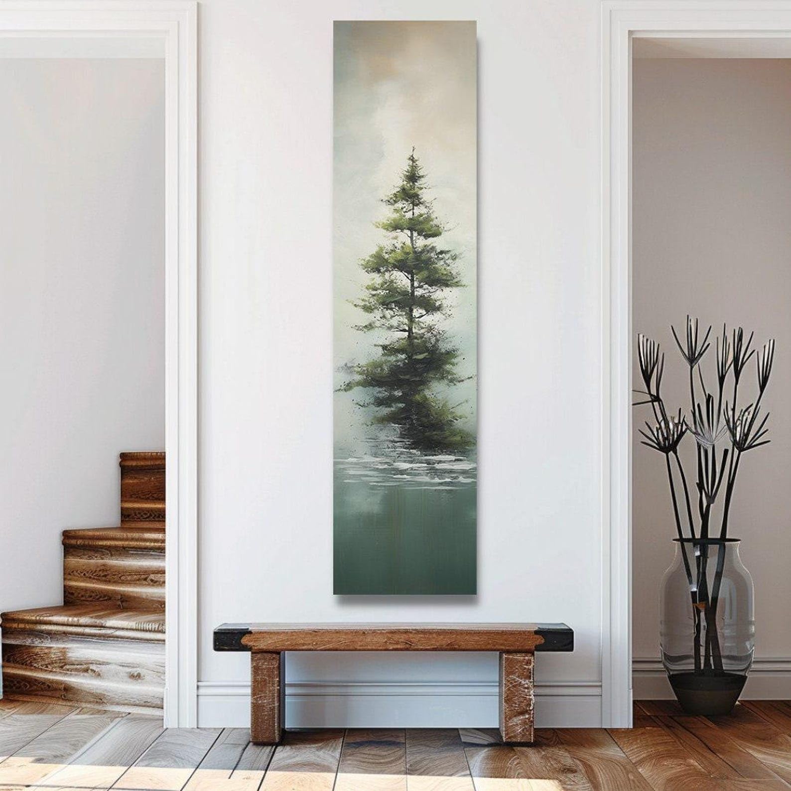 XINBAO Long Narrow Wall Art, Tall Narrow wall art, Vertical Wall Art, Long Vertical Wall Art, Large Print Canvas(35x105cm/Frameless)