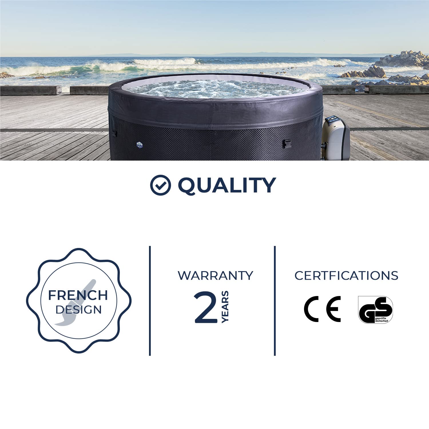 NETSPA - SP-VIP140/MOB2 - NetSpa Vita - Spa Semi Rigide + Mobilier (5 éléments) - Spa Portable - Rond - 4 Places